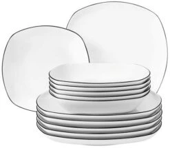 Seltmann Weiden Lido Black Line Tafelservice 12-teilig Eckig