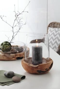 Leonardo Windlicht TERRA 27 Cm Sockel Mit Teakholz -Küchenbedarf Laden 210 TERRA Schale 084415 WL 084409 H