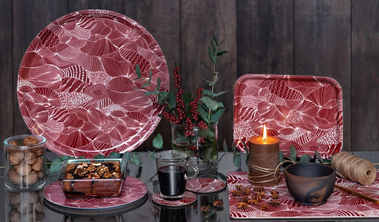 Åry Trays Untersetzer Japanische Landschaft Red Earth Rund 5 Åry Trays Untersetzer Japanische Landschaft Red Earth Rund – Bild 3