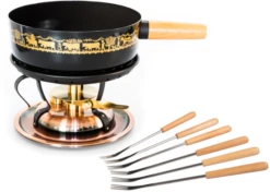 Stöckli Käsefonduegarnitur Alpaufzug Emotion, Kupfer Brüniert