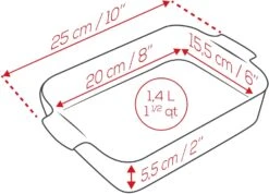 Appolia Auflaufform Rechteckig In Rot -Küchenbedarf Laden APPOLIA DIMENSIONS Rectangle 25 5