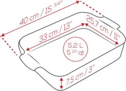 Appolia Auflaufform Rechteckig In Rot -Küchenbedarf Laden APPOLIA DIMENSIONS Rectangle 40 5