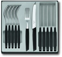 Victorinox Swiss Modern Besteck-Set Mit Tomatenmessern, 12-teilig, Schwarz