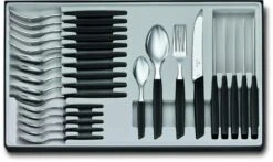 Victorinox Swiss Modern Besteck-Set Mit Tomatenmessern, 24-teilig, Schwarz