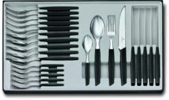 Victorinox Swiss Modern Besteck-Set Mit Steakmessern, 24-teilig, Schwarz
