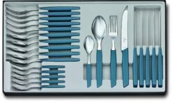 Victorinox Swiss Modern Besteck-Set Mit Tomatenmessern, 24-teilig, Kornblumen-blau